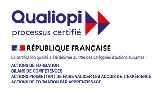 Qualiopi - processus certifié. Certification qualité délivrée pour les catégories suivantes : Actions de formation, Validation des Acquis de l'Expérience et Formations en apprentissage